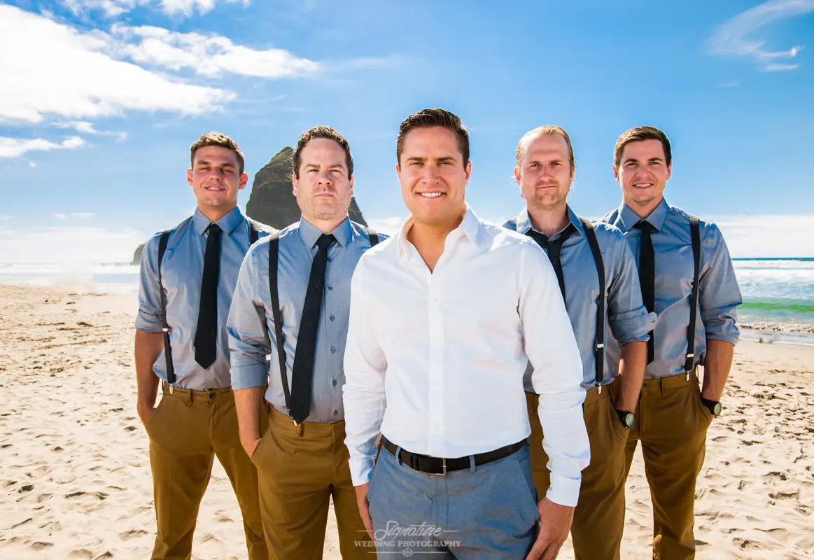Oregon Coast Wedding Photographer Groom & Groomsmen
