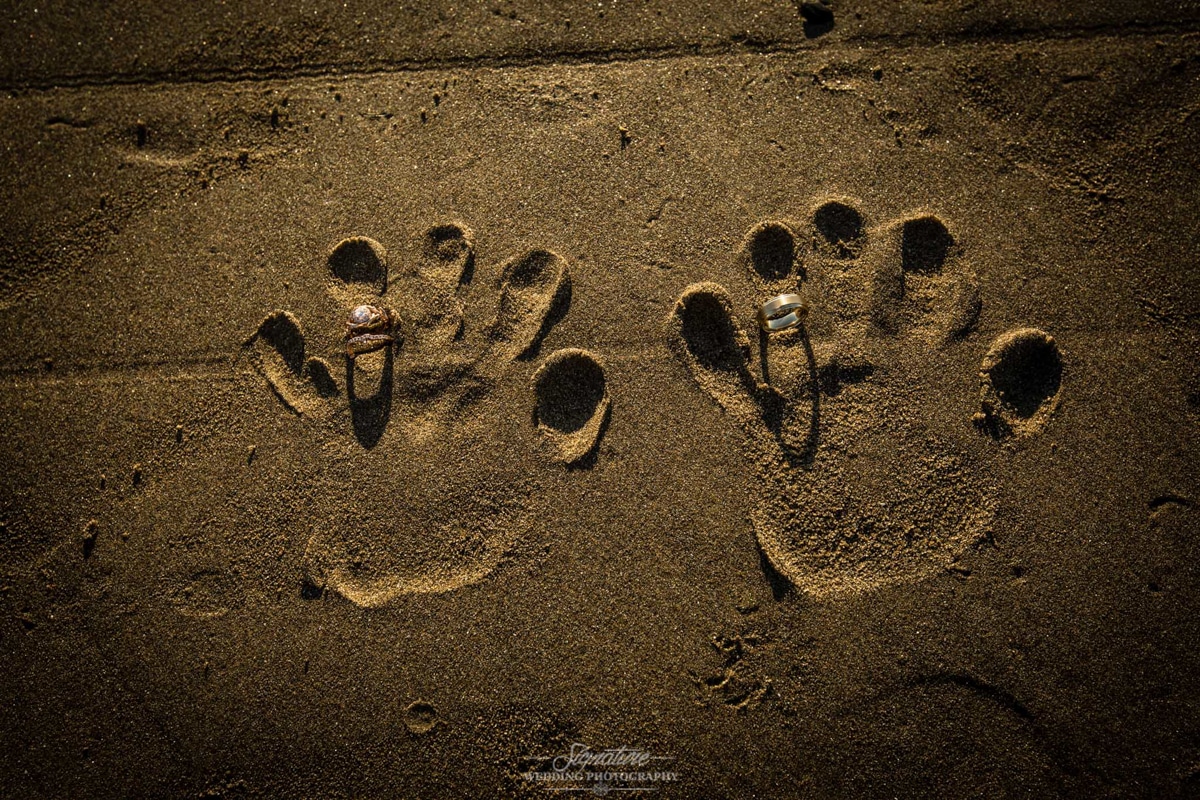hand prints in the sand