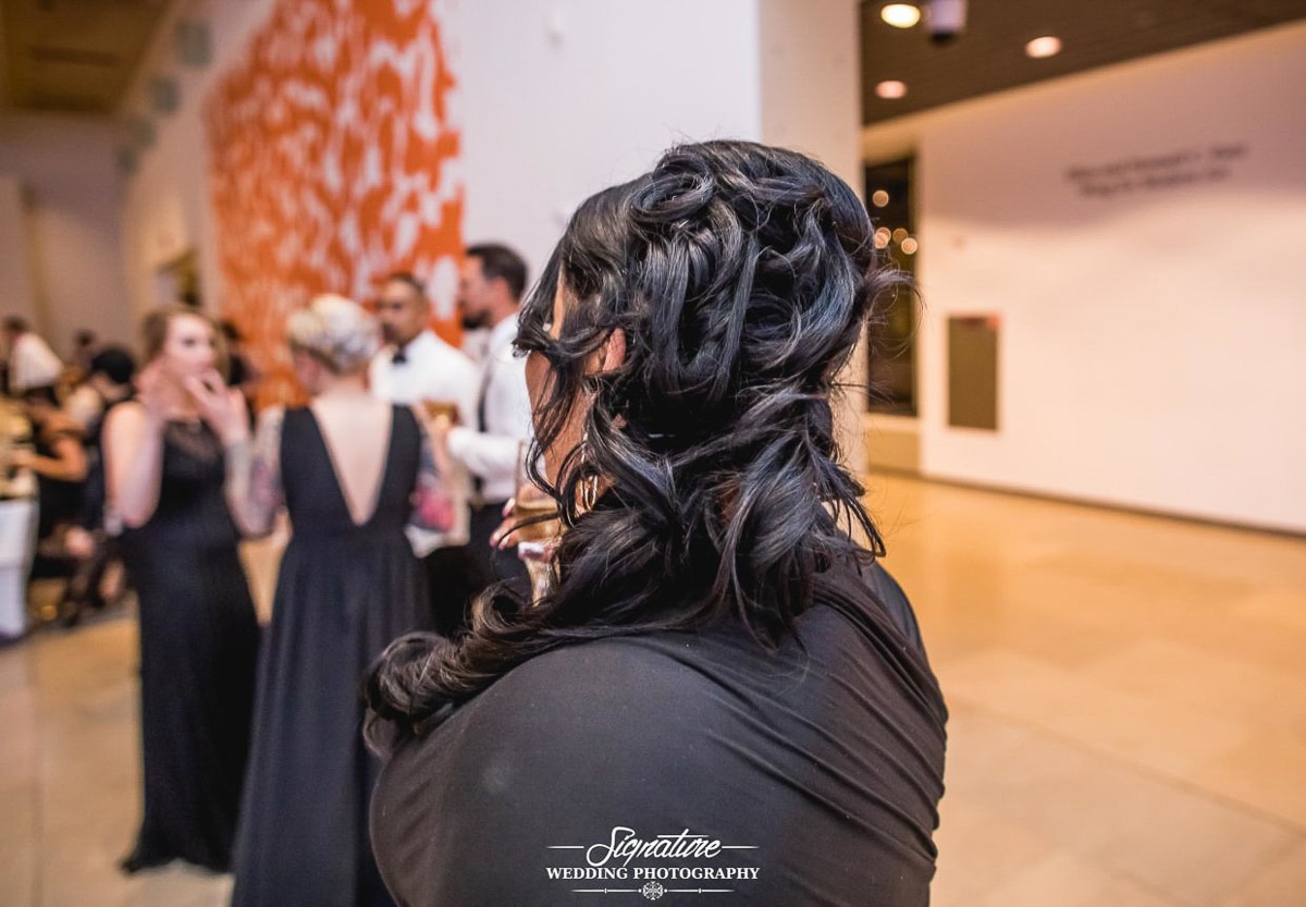 Side of bridesmaid's hair