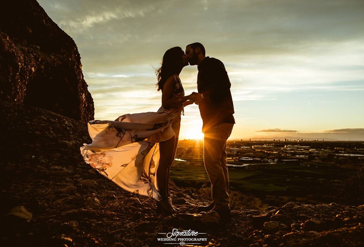 engagement photo sunset silhouette