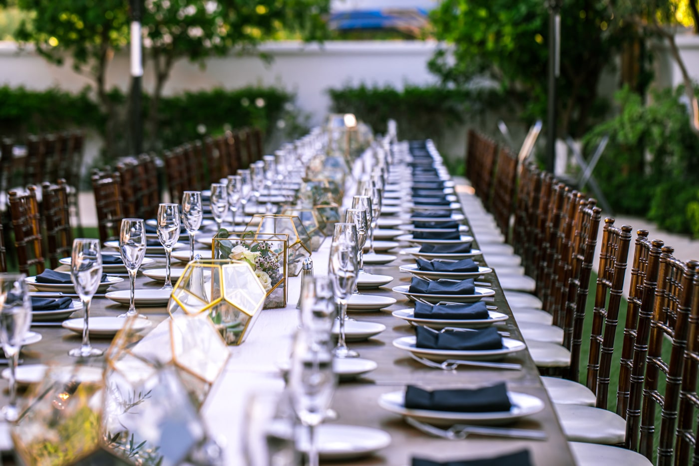 Banquet reception table set up