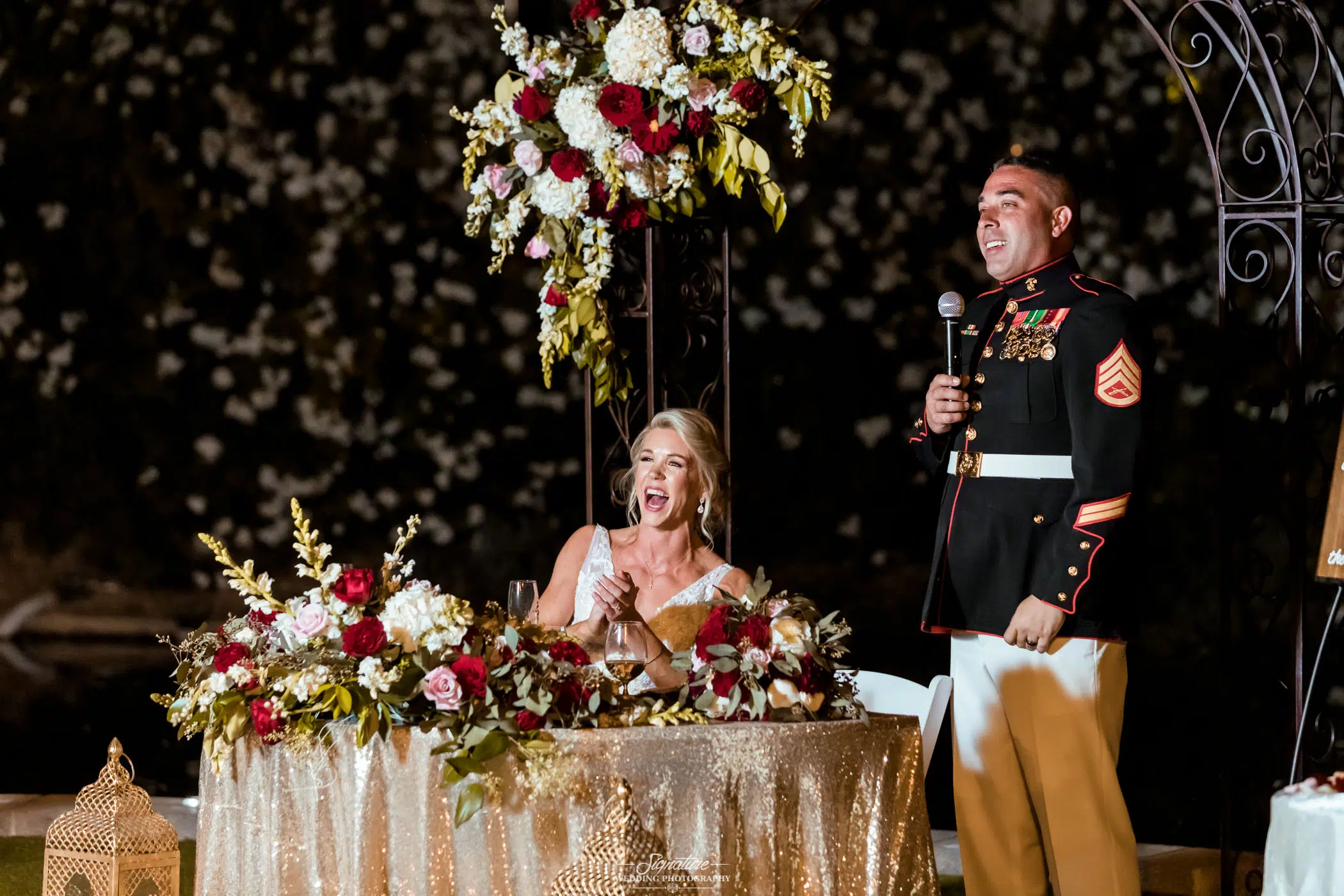 Groom giving speech at wedding