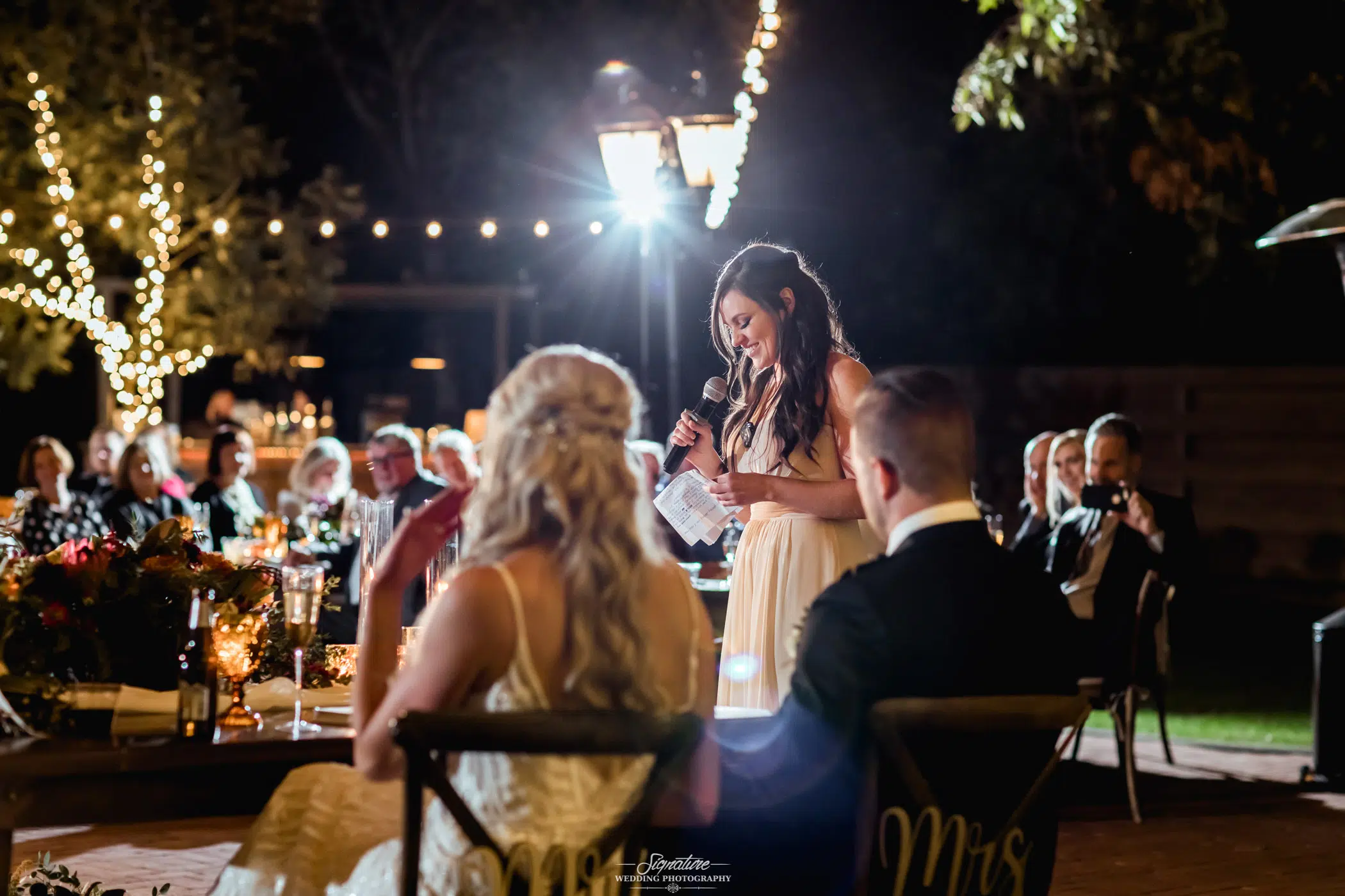 Maid of honor giving speech