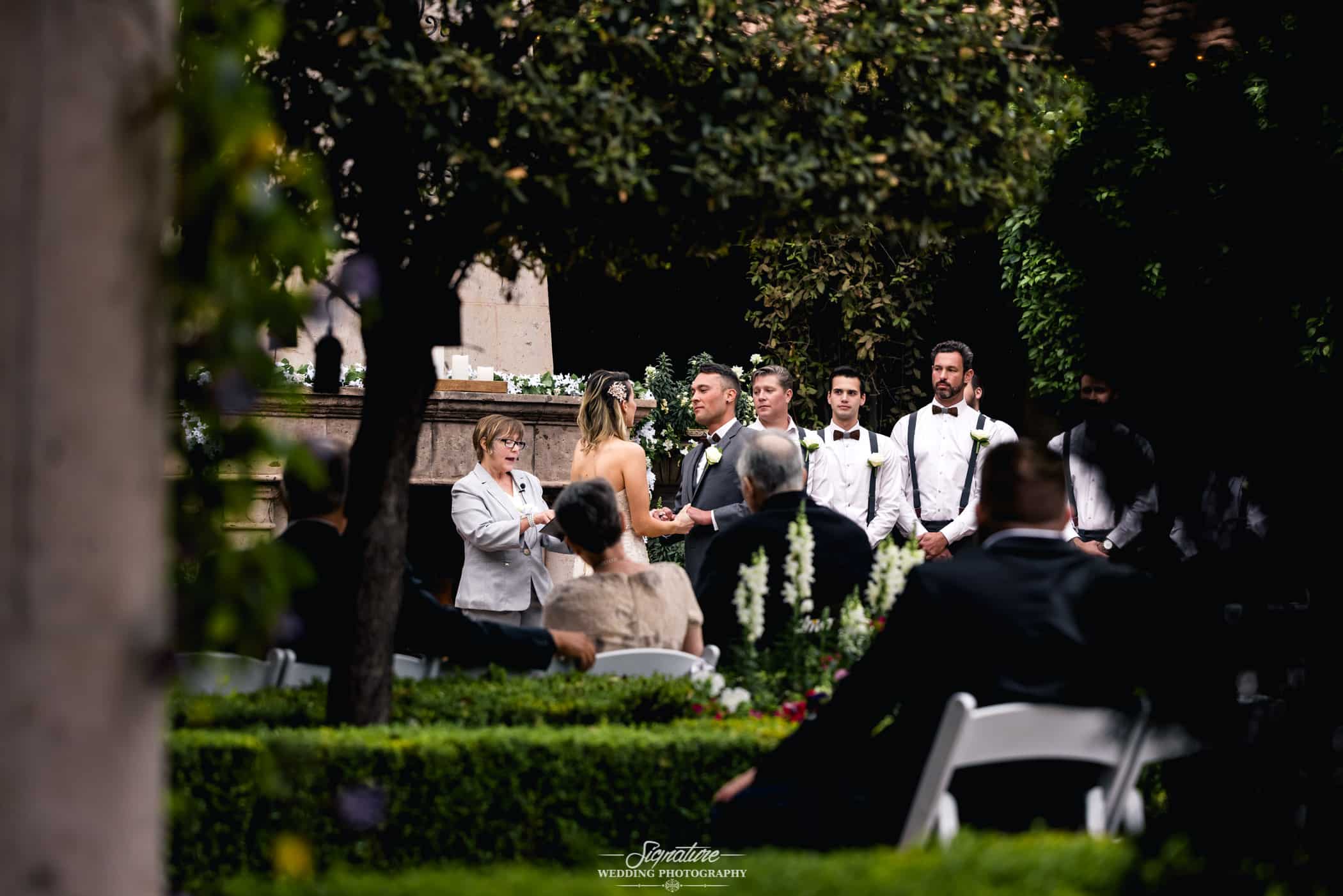 Side shot of wedding ceremony