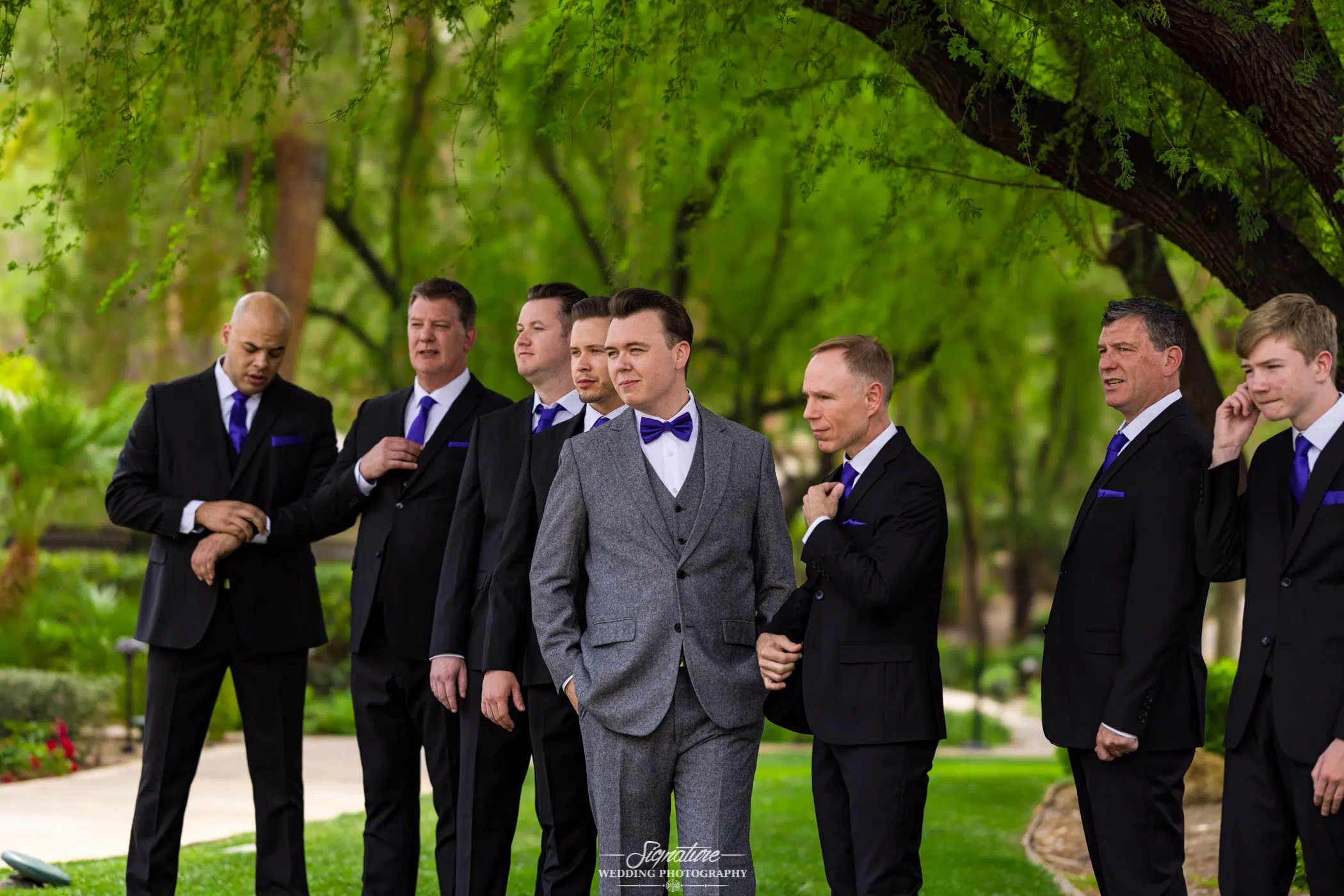 Groom posed with groomsmen