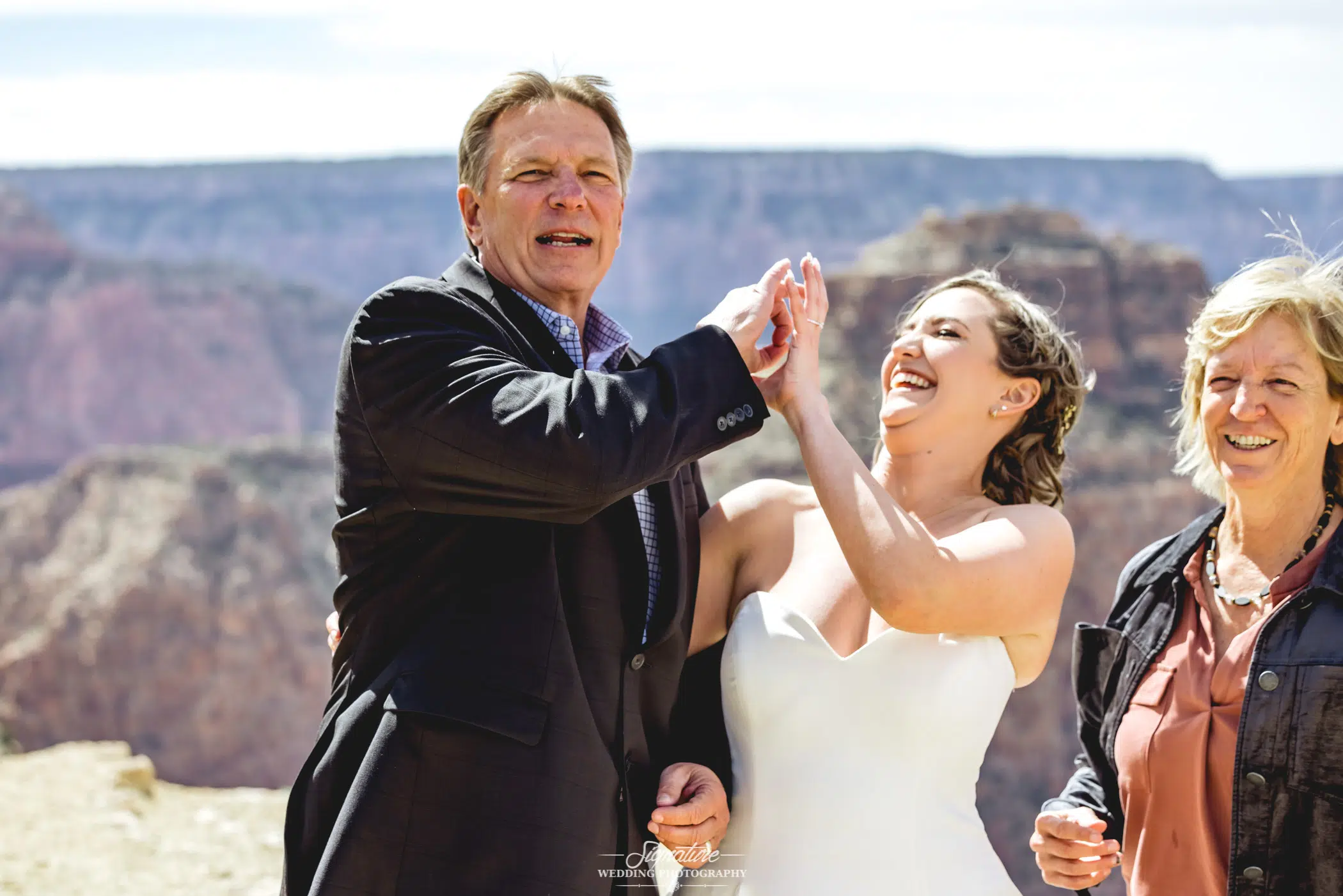 Patriarch trying to flick bride