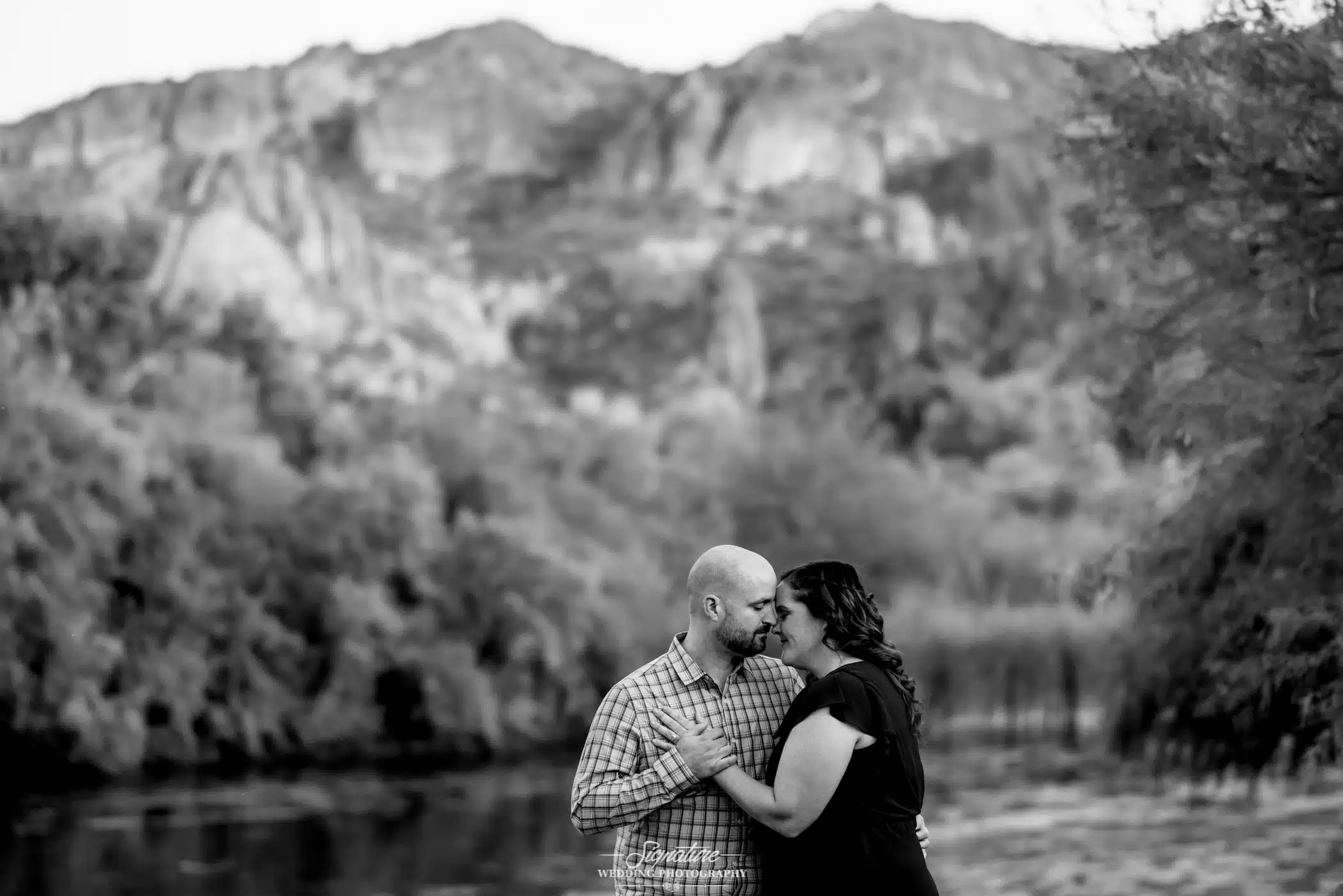 Couple nose to nose black and white