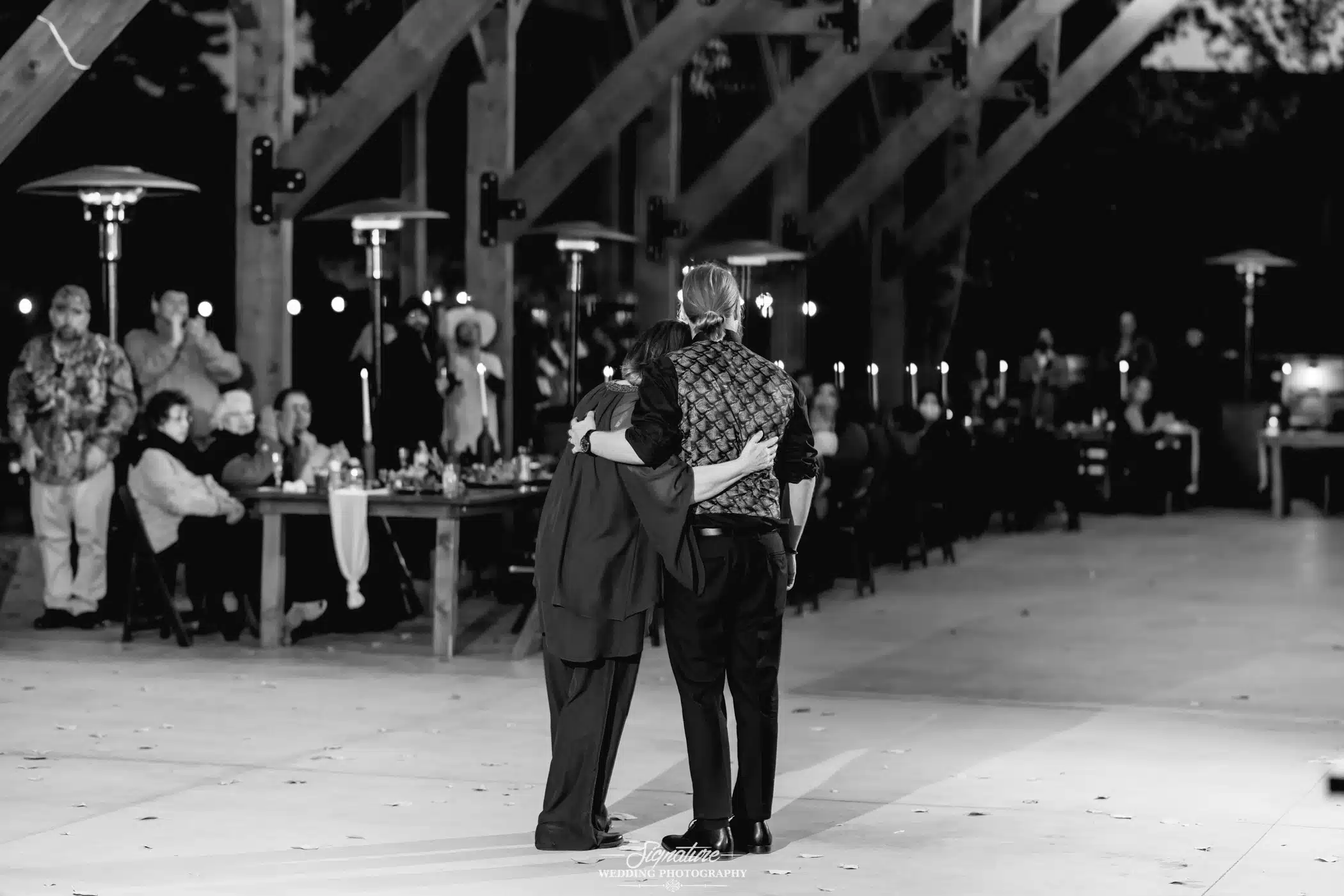 Mother son dance black and white