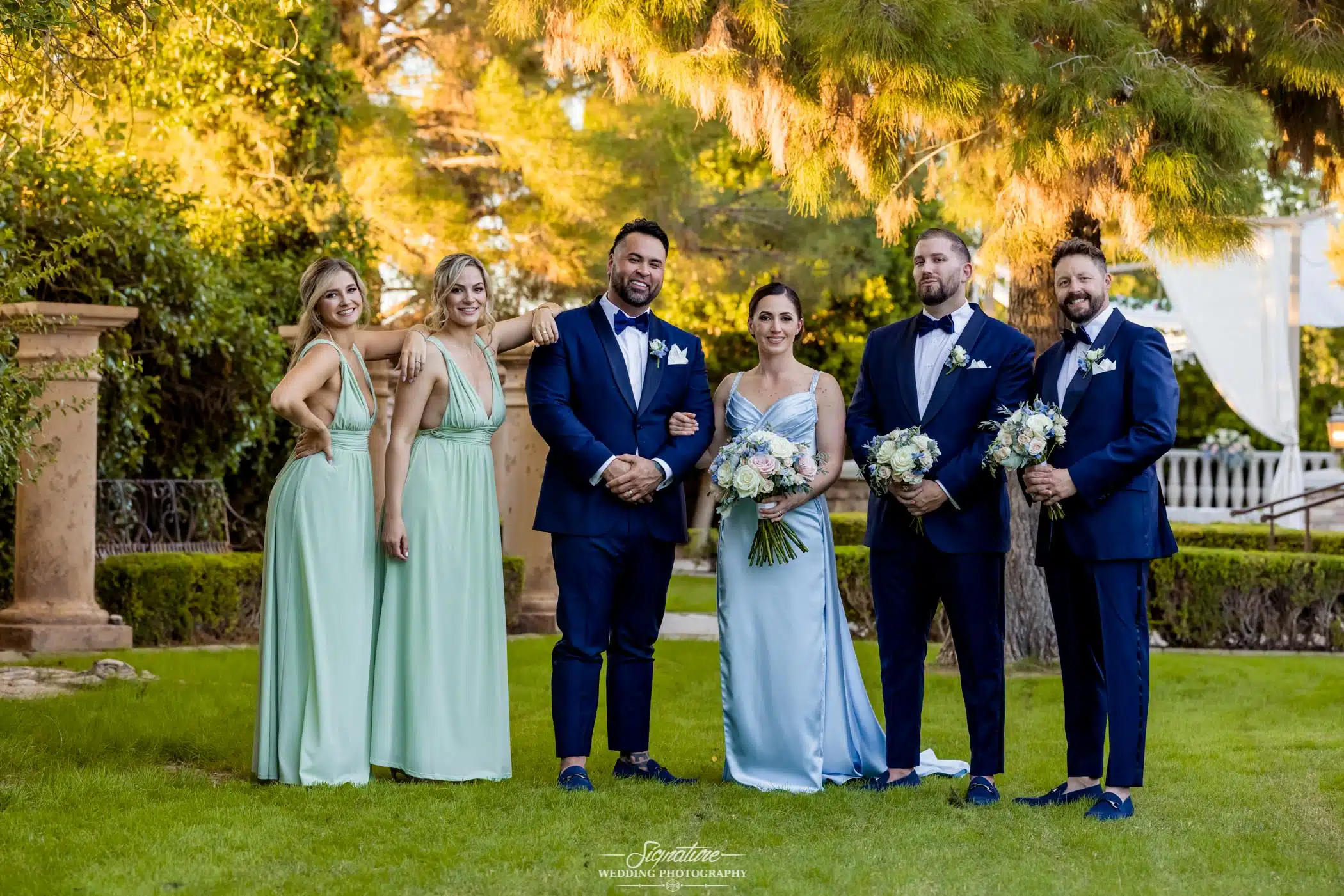 Bride and groom with wedding party