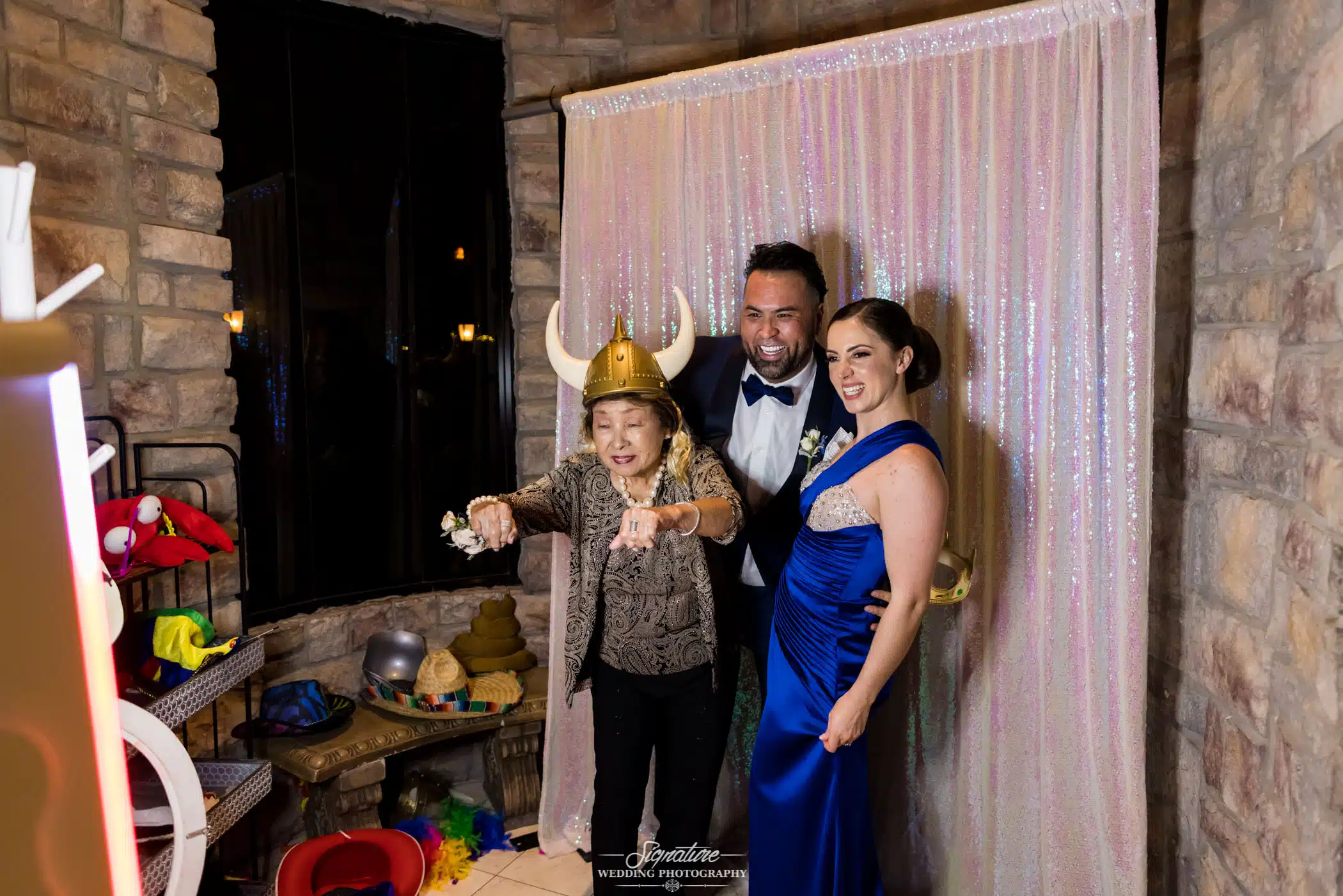 Bride and groom at photobooth