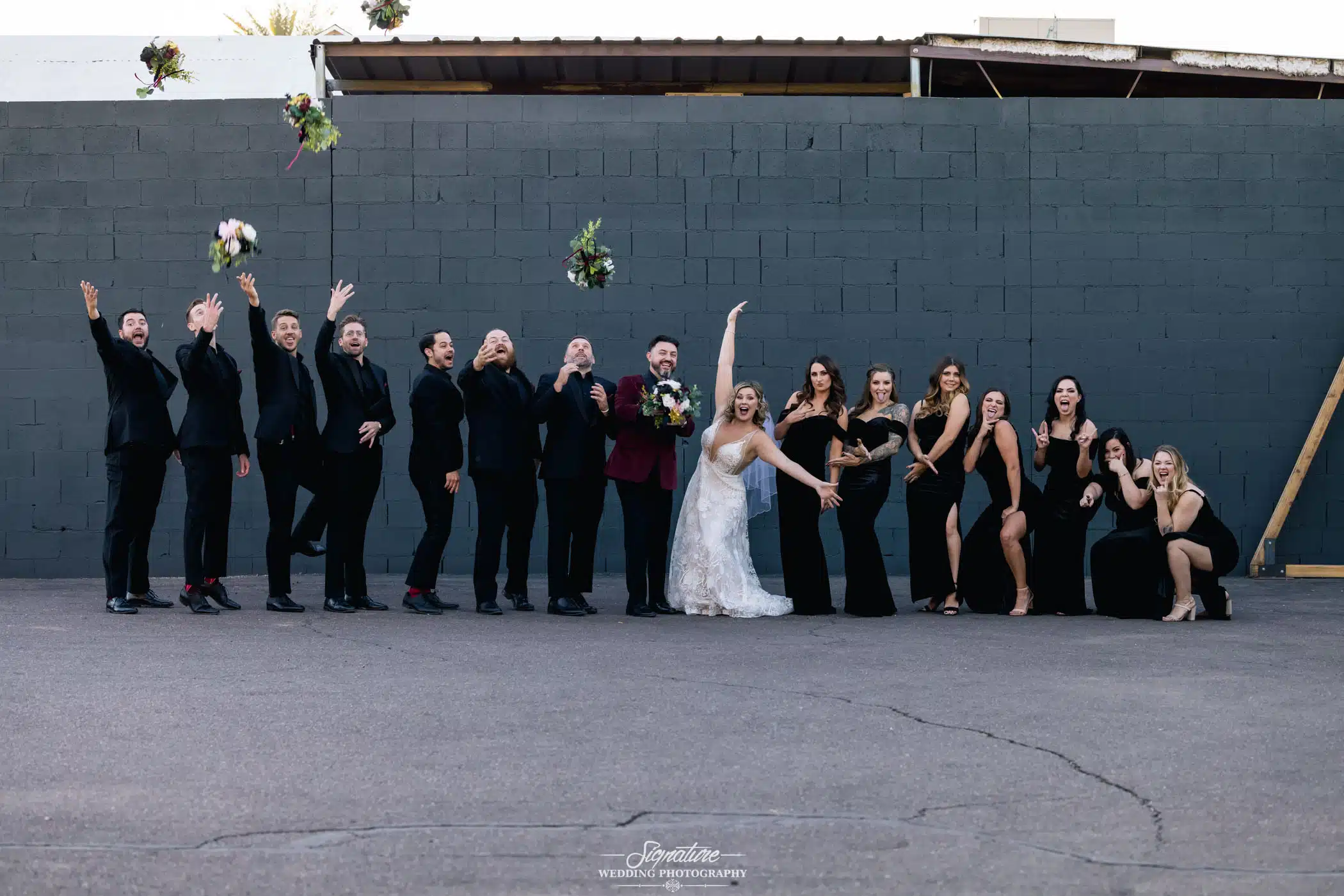 Wedding party funny pose picture