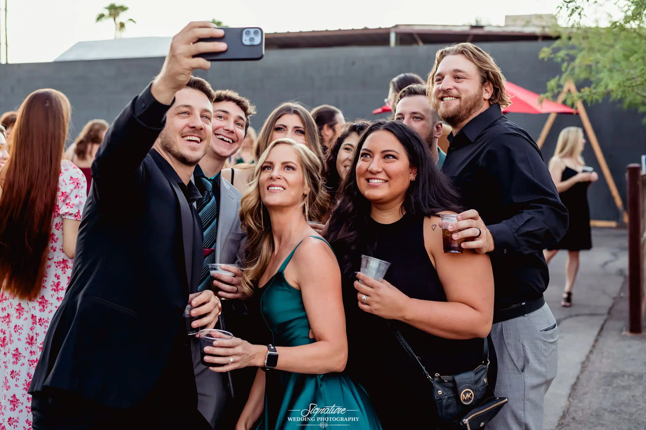 Group talking selfie