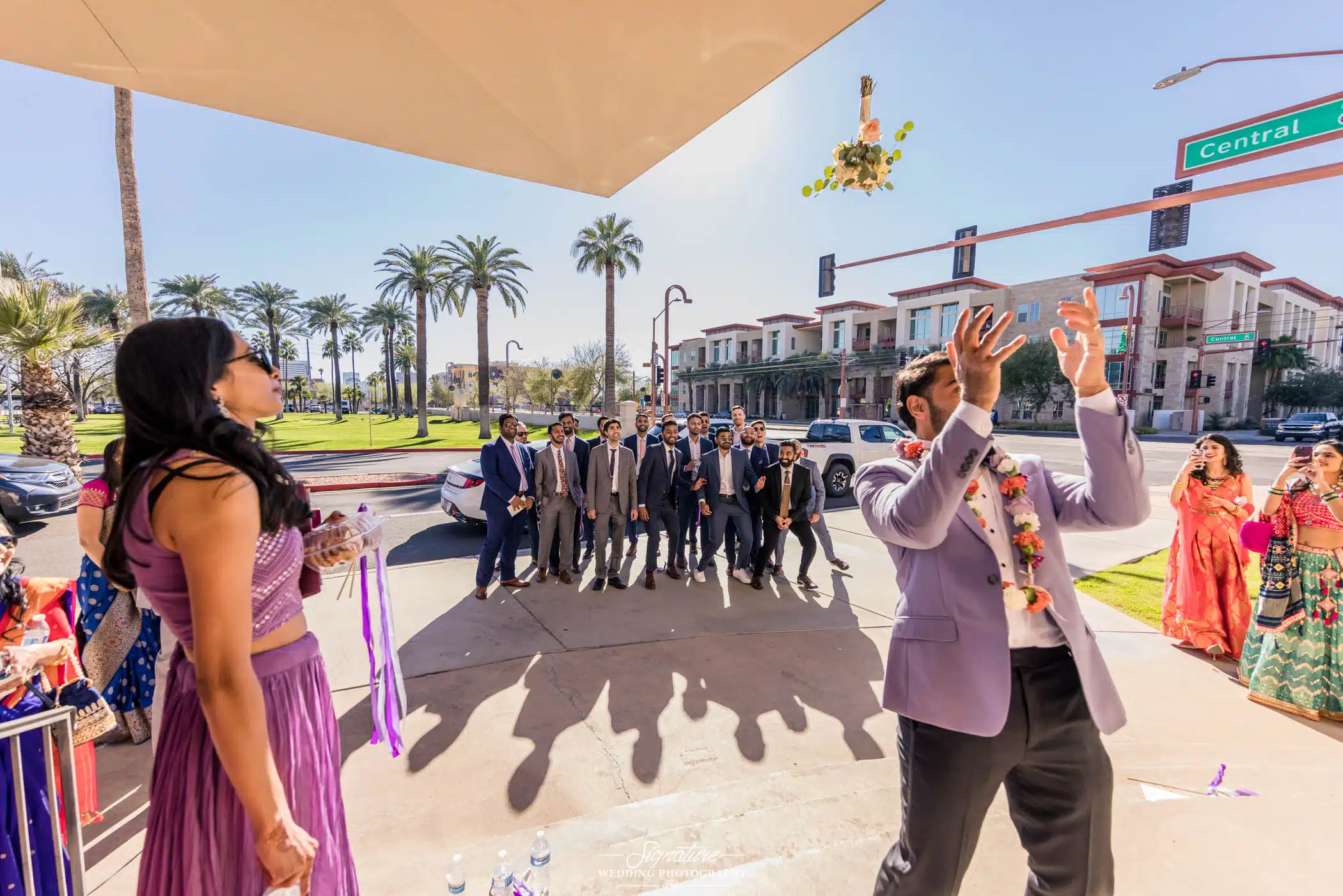 Image by Signature Wedding Photography Groomsmen arriving group picture